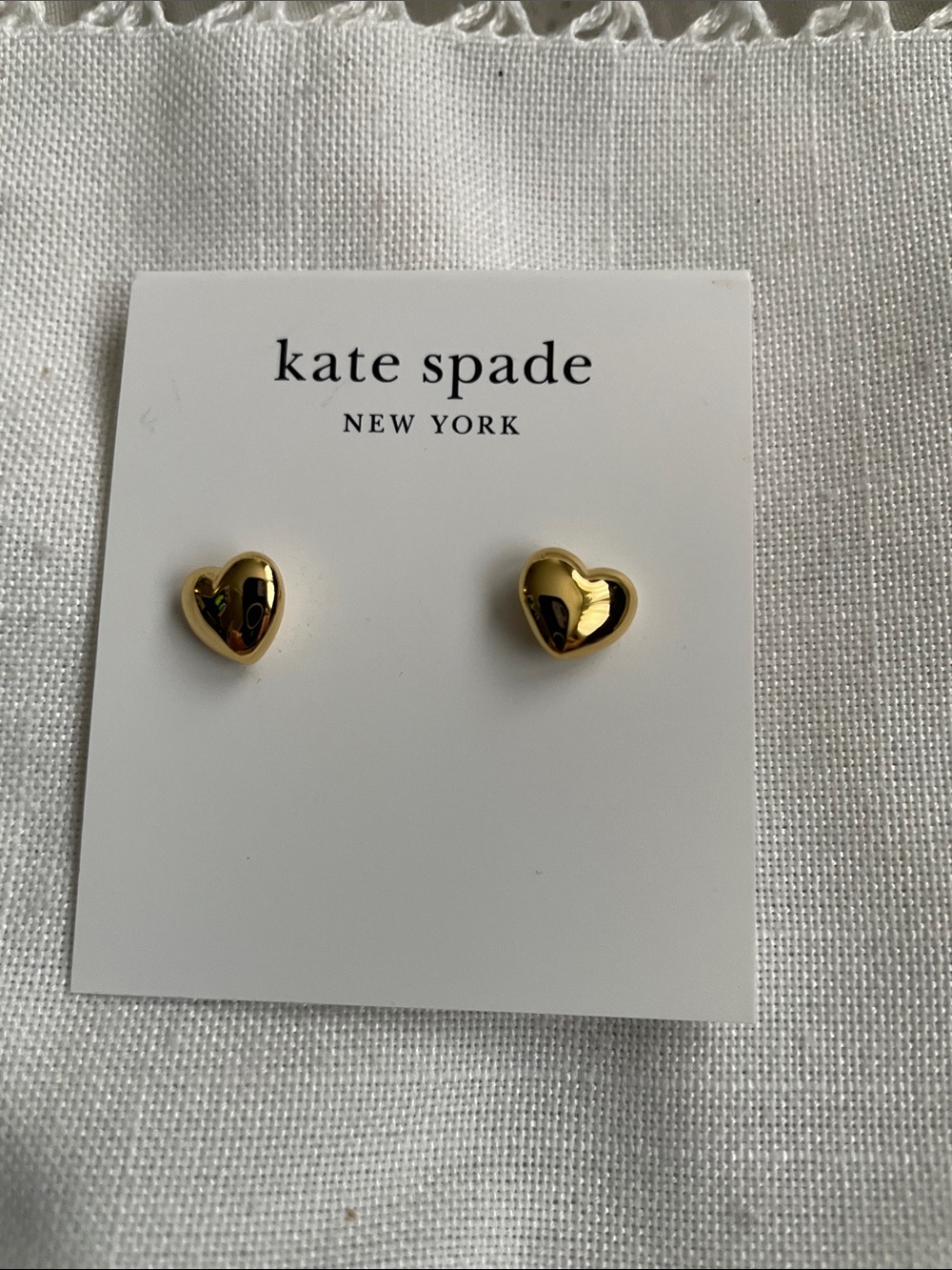 kate spade gold heart stud earrings - polished heart design